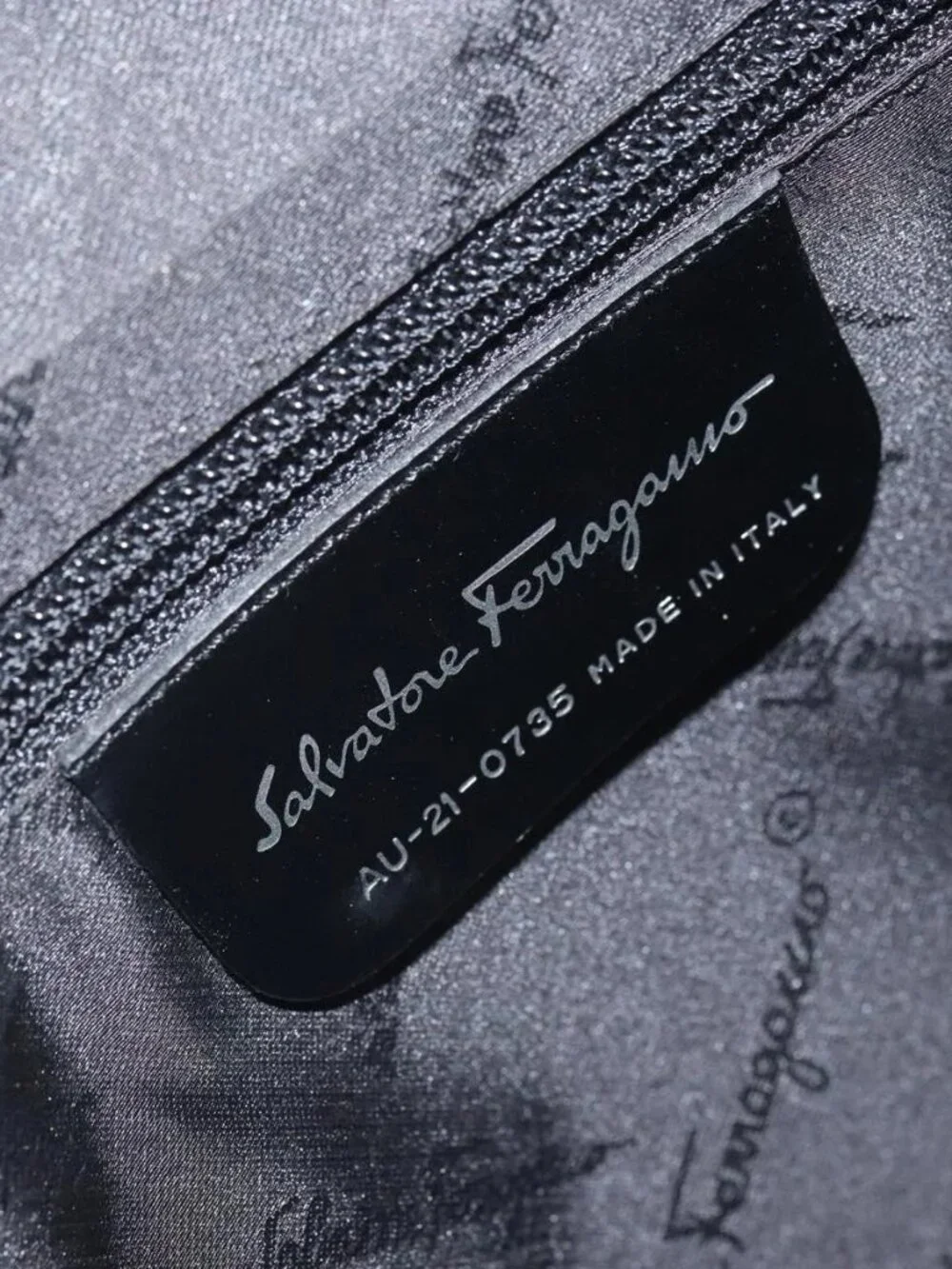 Salvatore Ferragamo Shoulder Bag Nylon Gray Silver Auth bs32334